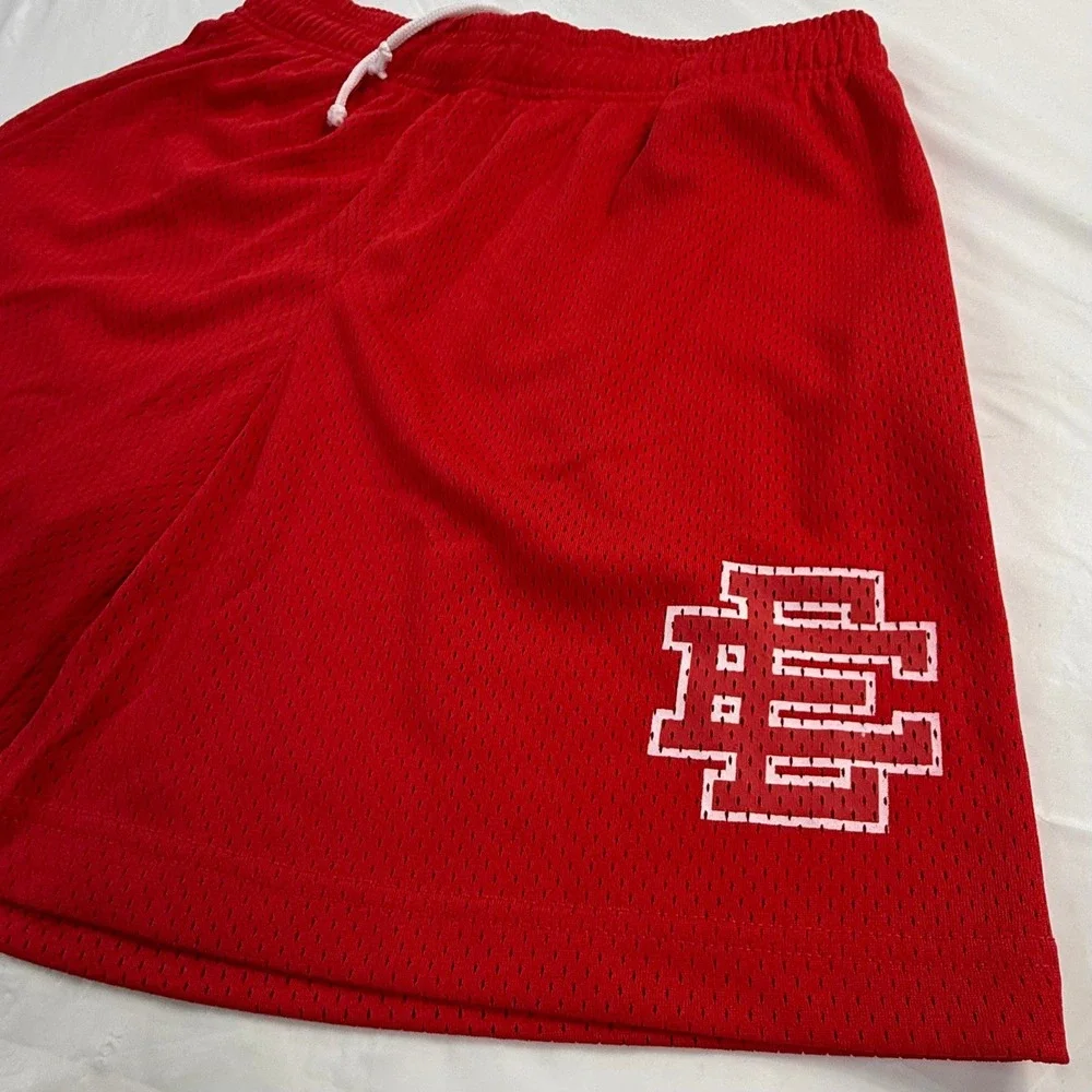 Eric Emanuel Basic Mesh Shorts Red White EE Logo Mens Large Made in NY